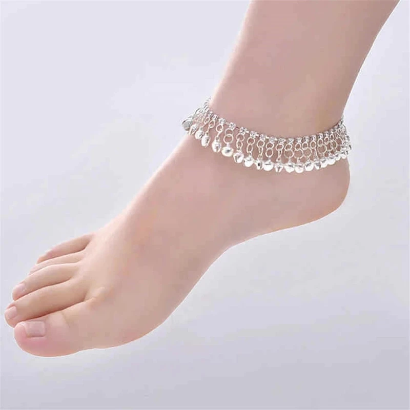 

Fashion Gold Silver Color Beach Foot Bracelet Anklet India Jewelry Accessories Ethnic Tassel Bell Anklets for Women