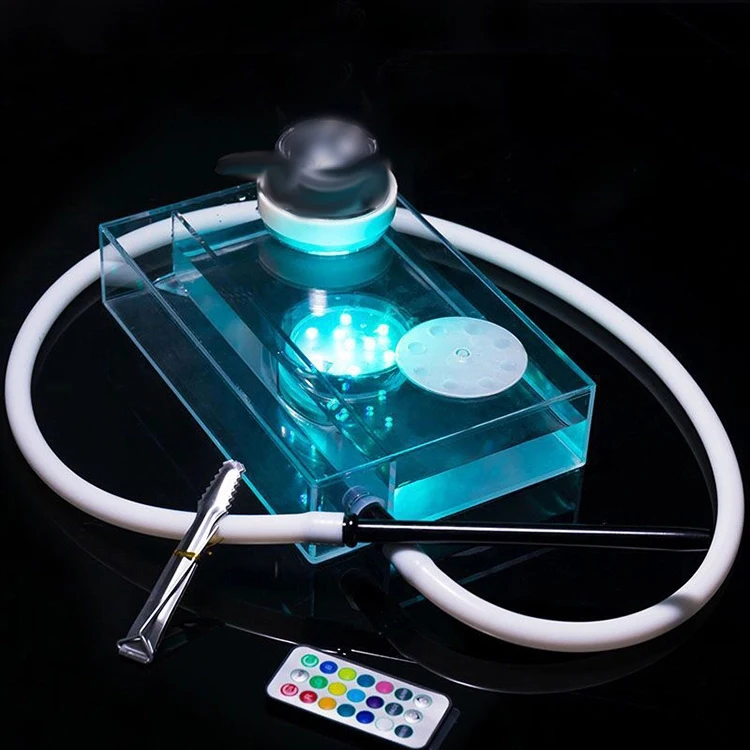 

Wholesale chicha portable Sheesha portable hookah Transparent Acrylic shisha Electric Shisha Hookah With Led light, 1 color