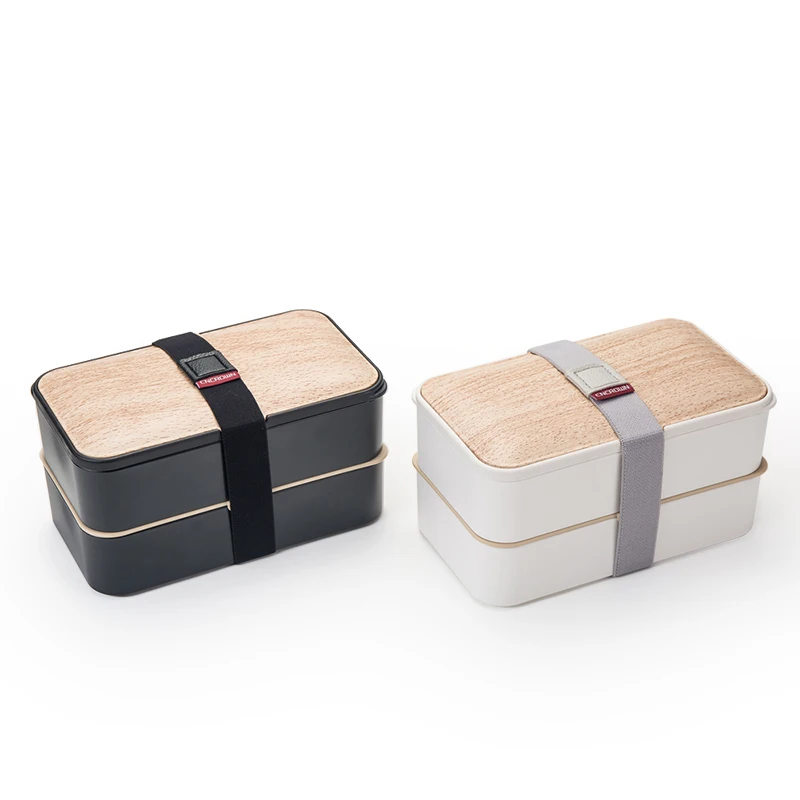 

2020 Amazon BPA FREE Bento Biodegradable Lunch Box Kid School Adult Plastic Bento Lunch Box, White black