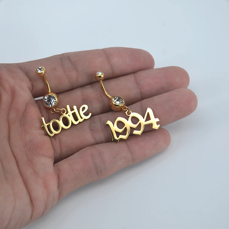 
Wholesale Gold Plated Rhinestone Personalised Custom Name Belly Ring 