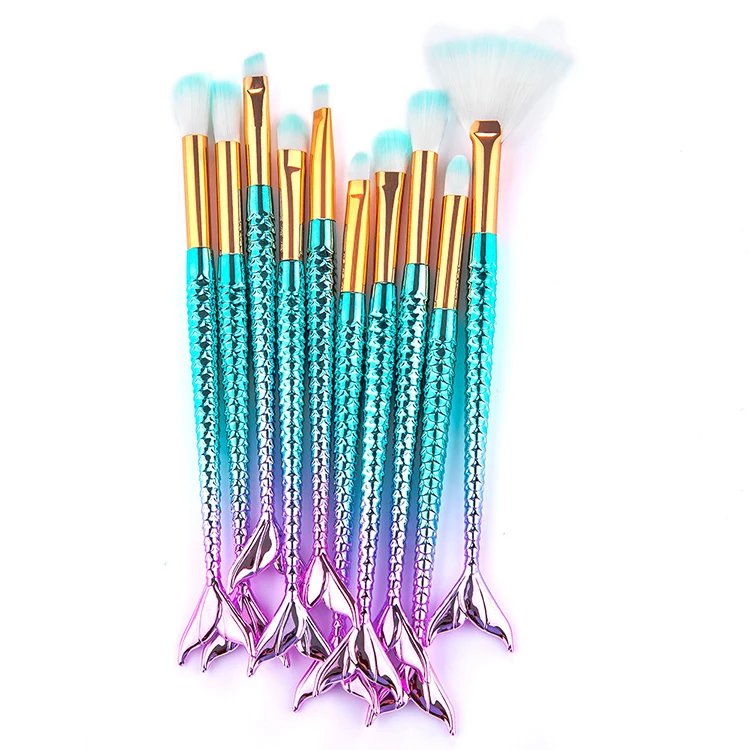 

Makeup Brushes sets Kit Natural Tool Mermaid Pencil Cosmetics Foundation Artist Mermaid Highlighter Face Set, As pictures