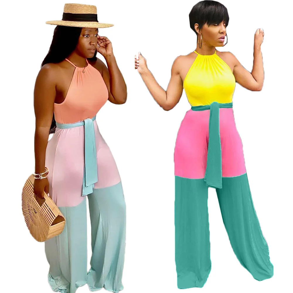 

O4615 women casual summer wide leg pant jumpsuit