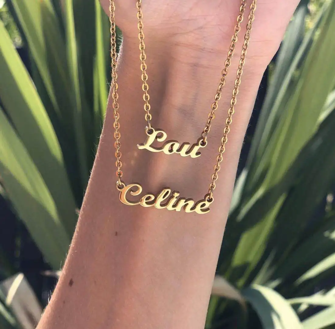 

Stainless steel 18k gold plated diy women jewelry personalized custom initial name pendant necklace