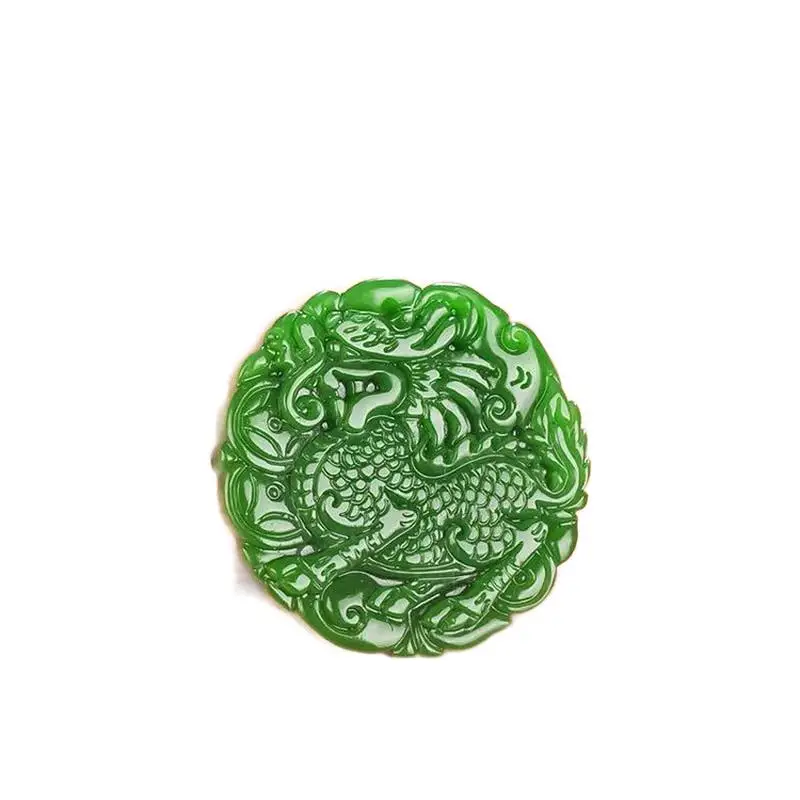 

Green Jade Qilin Pendant Fashion Carved Dragon Chinese Dragon Natural Jewelry Necklace Gifts Amulet Jadeite Charm Women