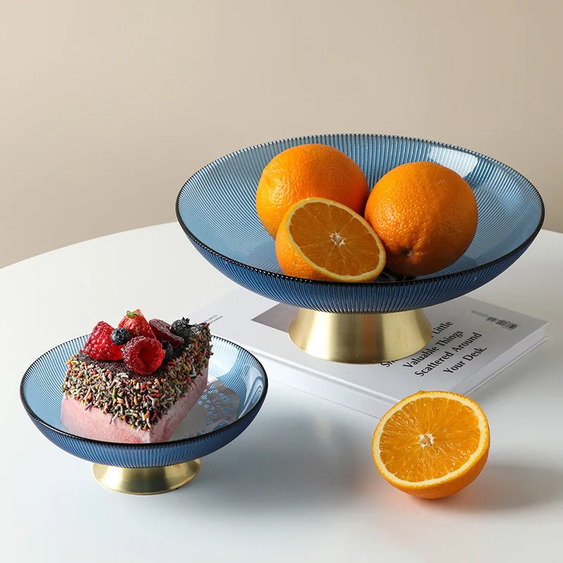 

Fashion Desktop Fruits Decoration Tray Household Decoration Tableware Glass Fruit Tray Snacks Dish