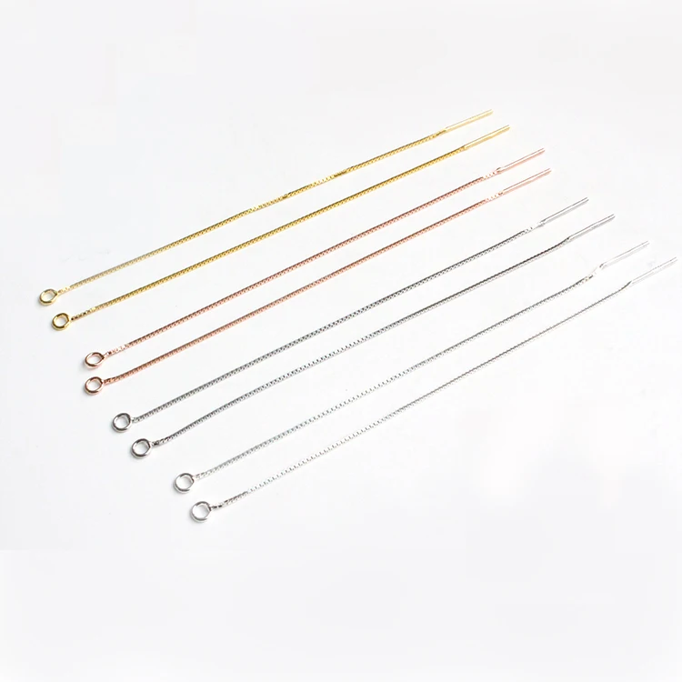 

Wholesale 925 sterling silver accessory box line chain earring threader with closed ring and pin for jewelry making