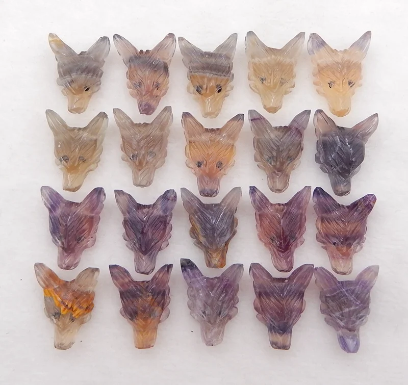 

Series of Natural Gemstone Multiple Size Mulitiple Gems Wolf Head Necklace Pendant For Wholesale