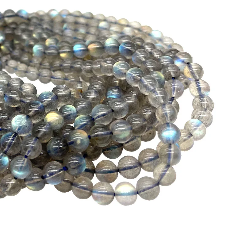 

Natural Top-level aaaaa 4567mm Grade Grey Moonstone Loose Labradorite Stone Round Beads for Jewelry Making, 100% natural color