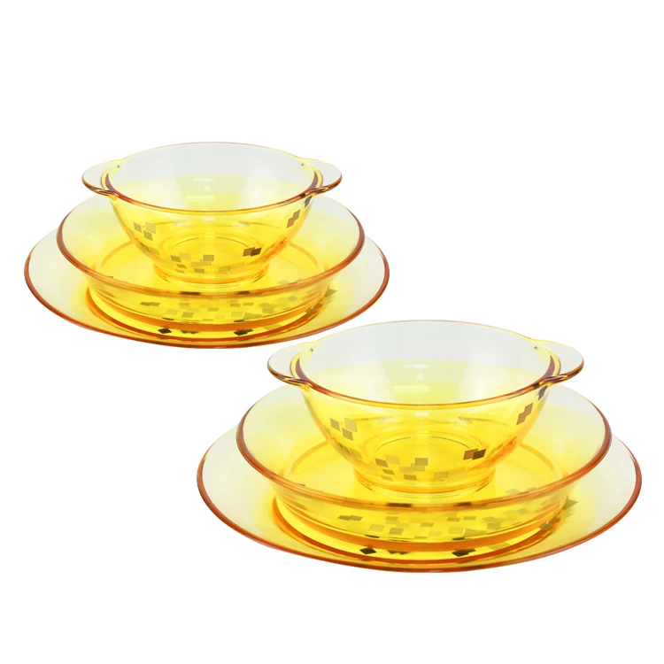 

China supplier Heat resistant decals glassware plate and bowl dinnerware set gold plated glasses glass plate, Customized color