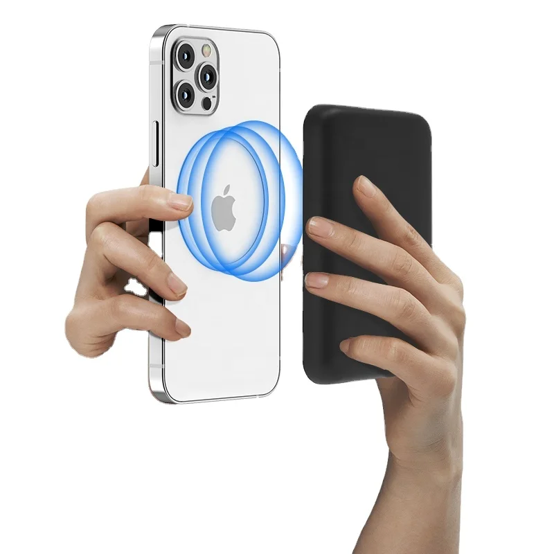 

Portable Wireless Charger 5000mah PowerBank With Magnetic For Iphone 12, White/black