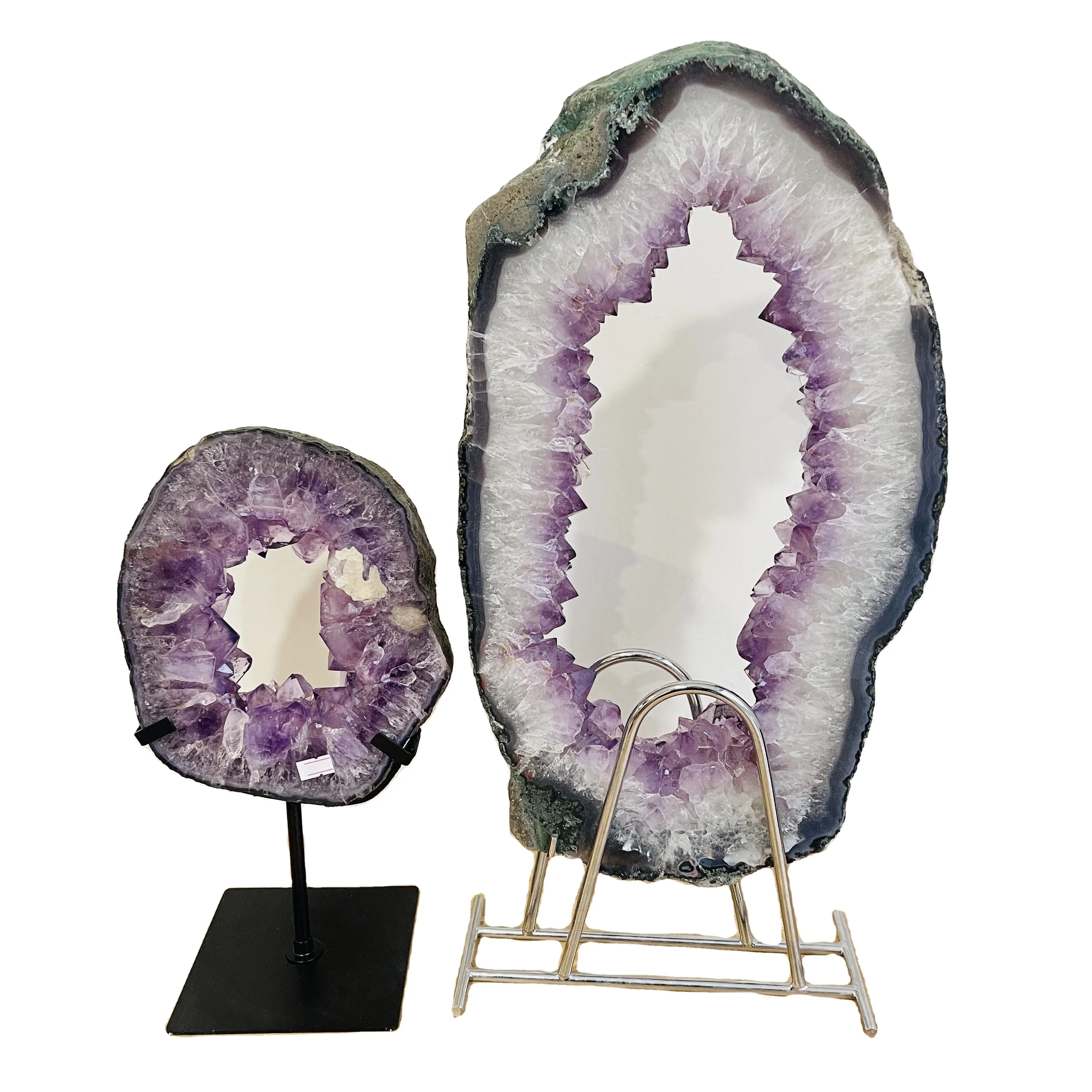 

Wholesale Natural Amethyst Cluster Crystal Amethyst Geode Slice With Stand For Home Decoration