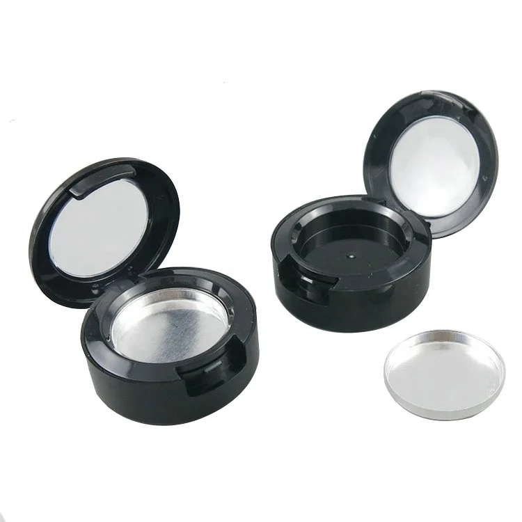 

DIY Empty Refillable Plastic Eyeshadow Box Round Eyeshadow Palettes Travel Makeup Eye Shadow Packaging Container, Black