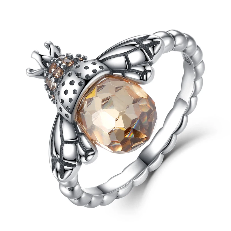 

2021 Fashion Newest Insect Pattern Open Rings 925 Sterling Silver Adjustable Ring Jewelry For Women