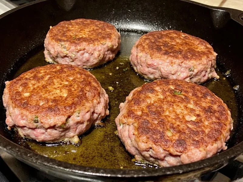 Searing homemade Salisbury steak patties