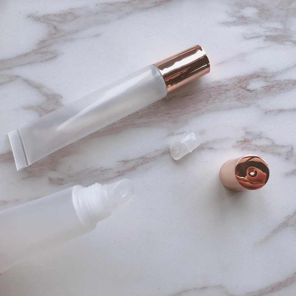 Empty Lip Gloss Squeeze Tube Rose Gold Silver Clear White Gold Top