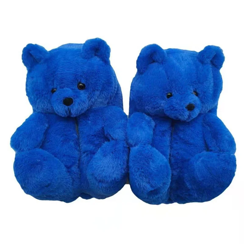 

2021 Hot Selling Winter Warm Indoor Slippers Cute Teddy Bear Plush House Shoes Warm Fluffy Slippers Soft, As picture