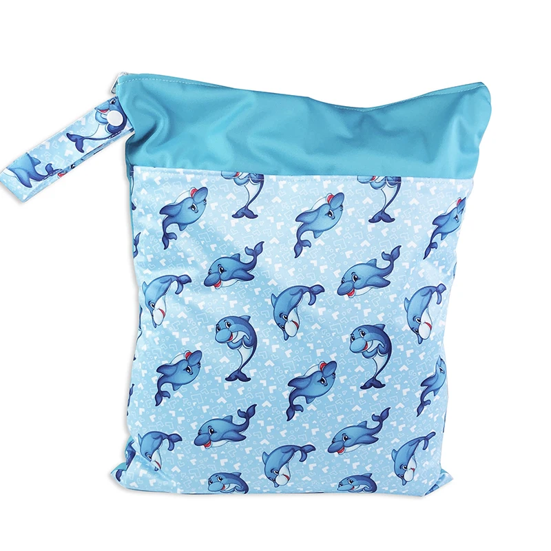 

Reusable two zipper baby diaper bag 30*40cm swim cloth diaper waterproof wet bag, Multicolored