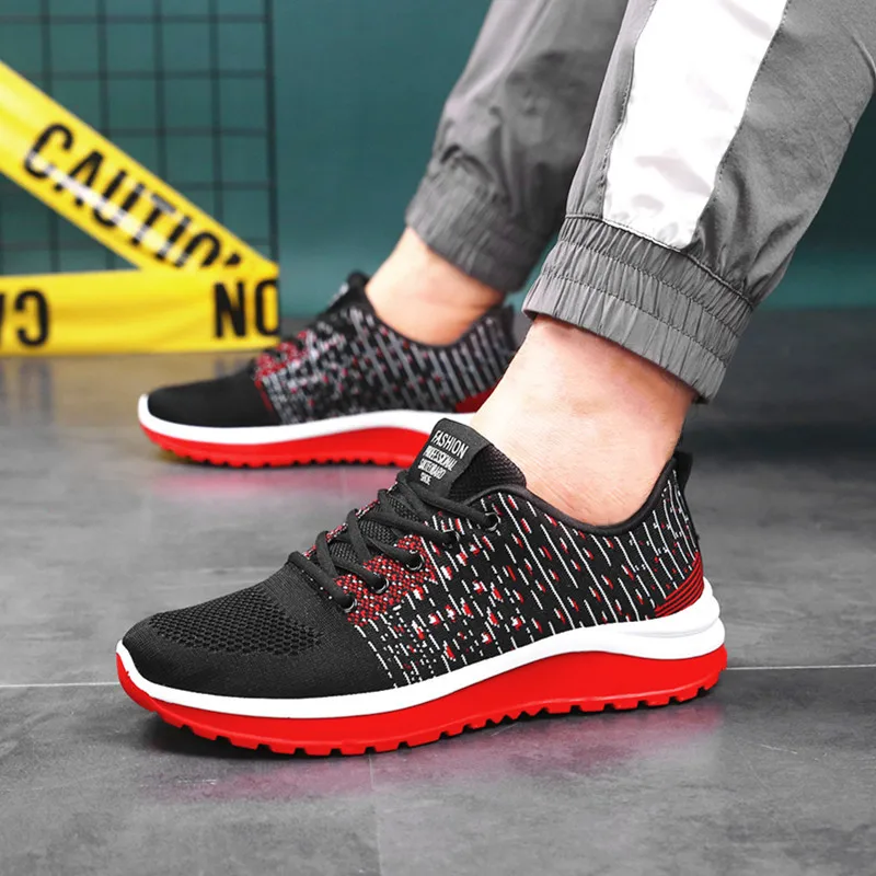 

OEM custom fashion men Lightweight Air Breathable Weave Mesh sport shoes, 3 colors