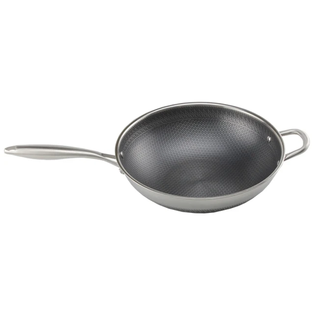 Buy 34cm 304 Stainless Steel Cooking Pan Non-stick Honeycomb Frying Pan  With Two Handles from Guangdong Meisite Daily Necessities Co.,Ltd, China