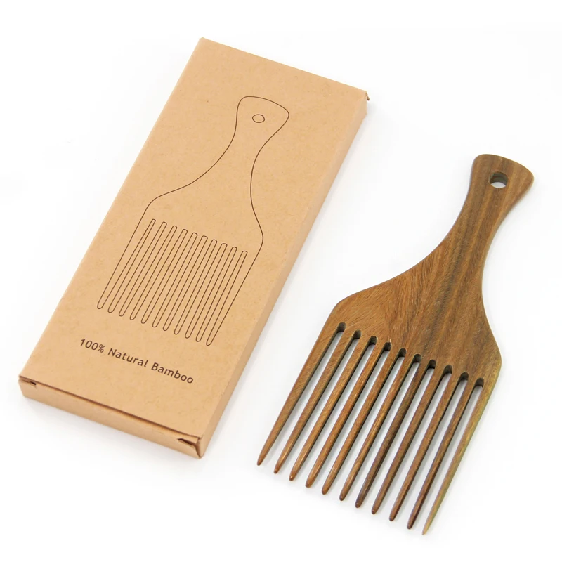 

Eco-friendly Natural Sandalwood Wide Tooth Hair Detangle Comb Afro Pick Comb