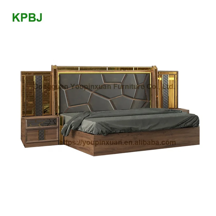 
Customized Stylish Style 6 Pieces Elegant King Queen Double Size Bedroom Furniture Set 