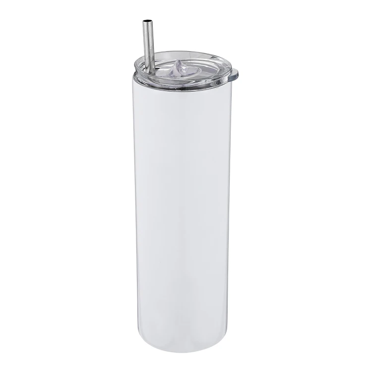 

20oz straight skinny sublimation tumbler double wall insulated stainless steel tumbler with free shipping, White