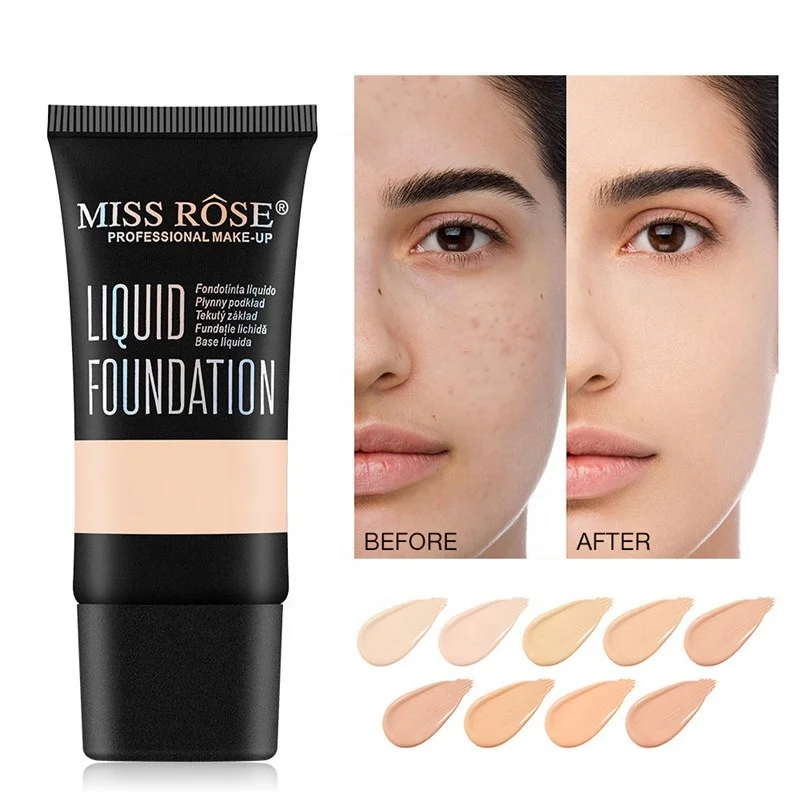 

MISS ROSE 9 Colors Face Foundation Waterproof Liquid Foundation Base Liquid Concealer Makeup Cosmetics make up