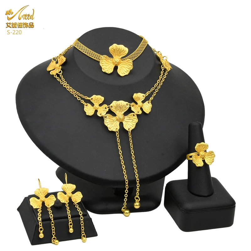 

bagues dubai famme parure pas cher pour mariage fashion jewelry africaine de luxe en acier femme parure ensemble luxe bijoux, 24k gold plated