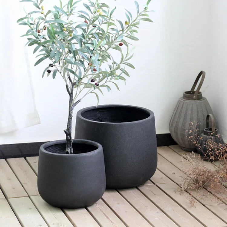 

Hot Sale Custom Color Garden Large Outdoor plant pots Fiberglass Planter flower pots, Natural