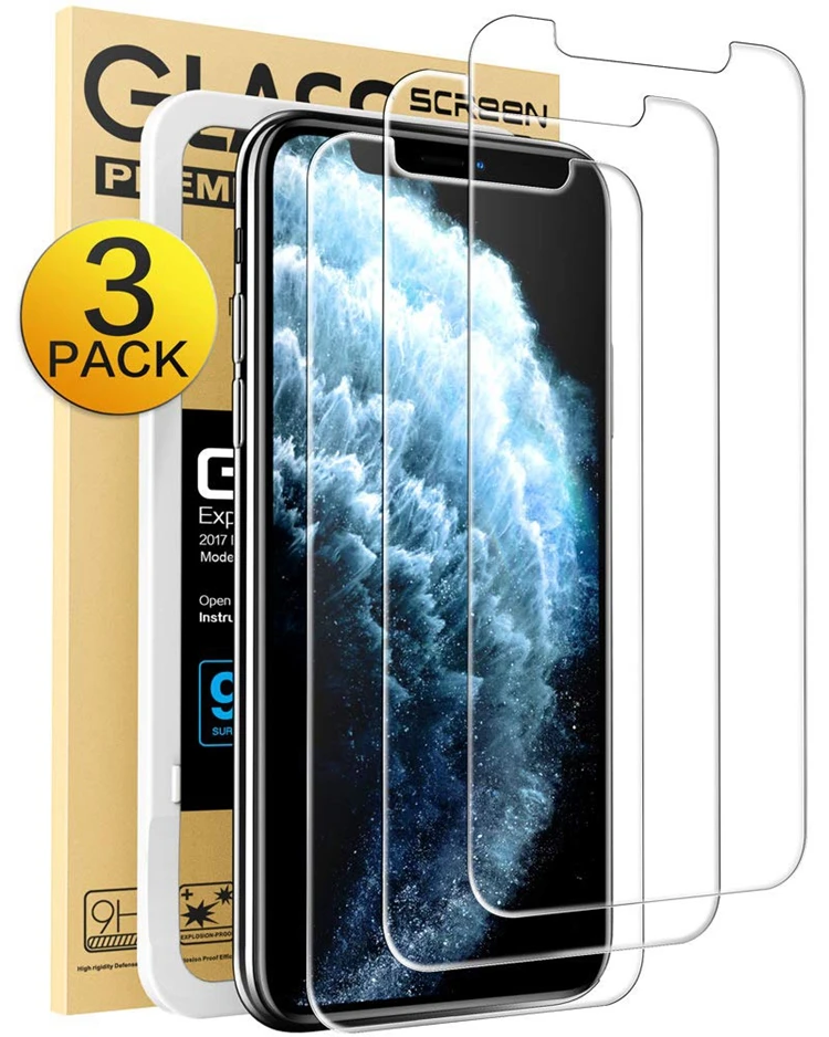 

Amazon Hot 3 pack tempered glass for iphone 11,glass screen protector for iphone 11 pro with installation tray ekran koruyucu