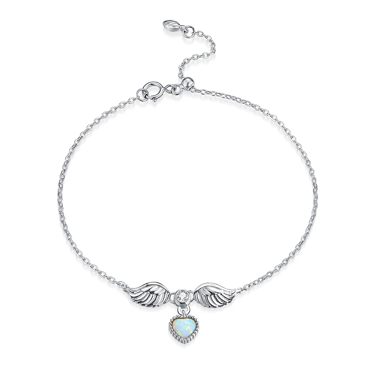 

Angel Wings Link Chain Bracelets With Heart Pendant silver Jewelry