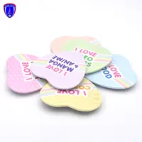 

High quality vograce acrylic heart buttons custom heart tin badges button pins wholesale