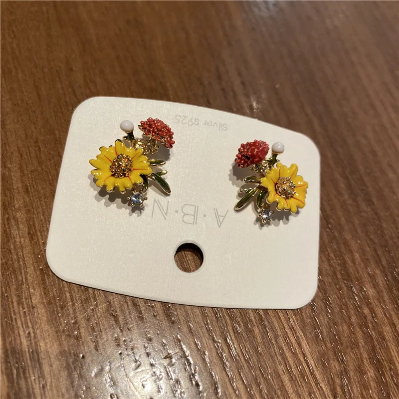 

Shangjie OEM joyas fashion korean dainty pendant for women 925 silver needle summer vintage flower studs earrings jewelry, Gold