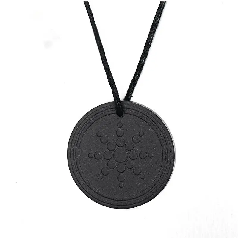 

Trendy Women Men Quantum Black Pendant Necklaces Scalar Orgon Energy neg ions EMF Protection Lot Only Volcanic Stone Necklace, Gold/silver