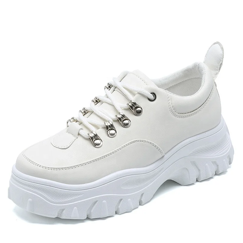 

Xiamen footwear supplier wholesale fashion PU upper platform girls' casual white sneakers women, 3 color ways