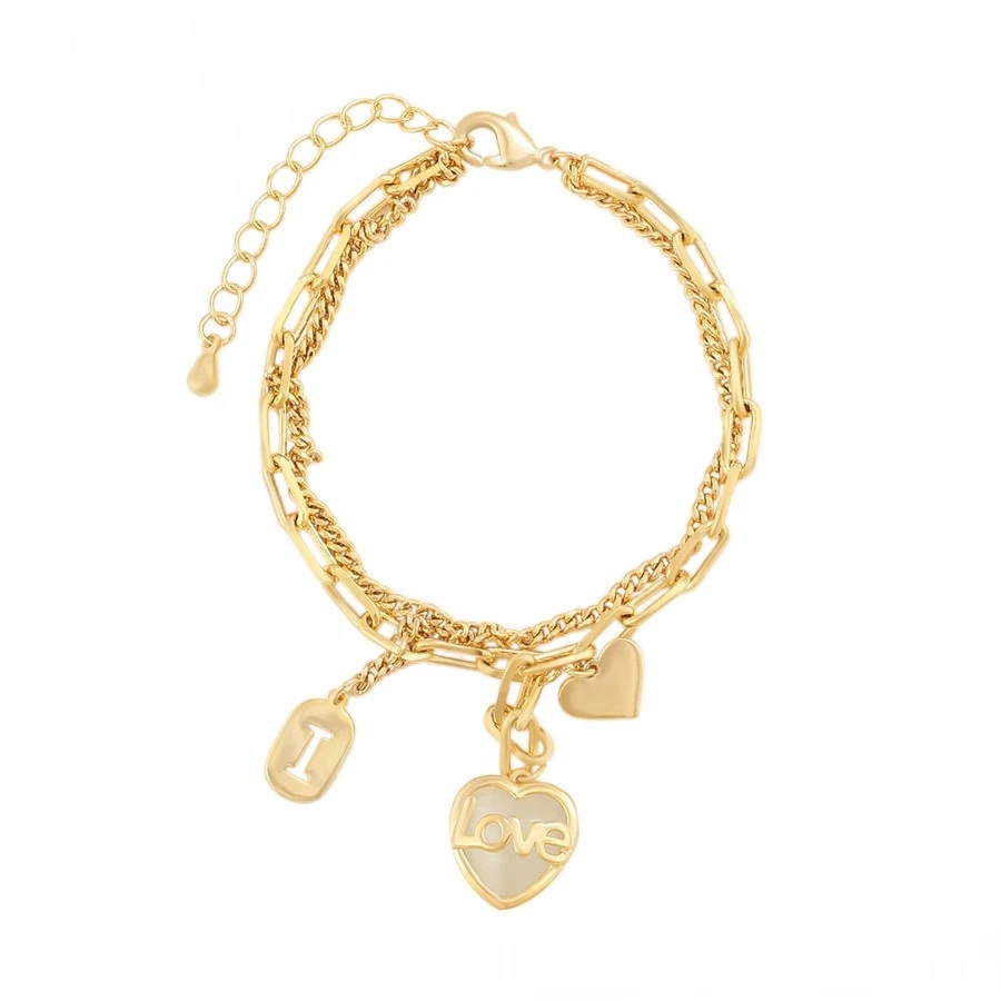 

YMbracelet-611 Xuping Jewelry Luxury LOVE Heart Pendant Double 14K gold versatile bracelet