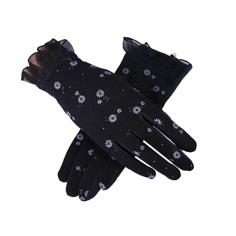 

Women Touch Screen UV Sun Against Short Thin Cotton Lace Flower Fashion Nonslip