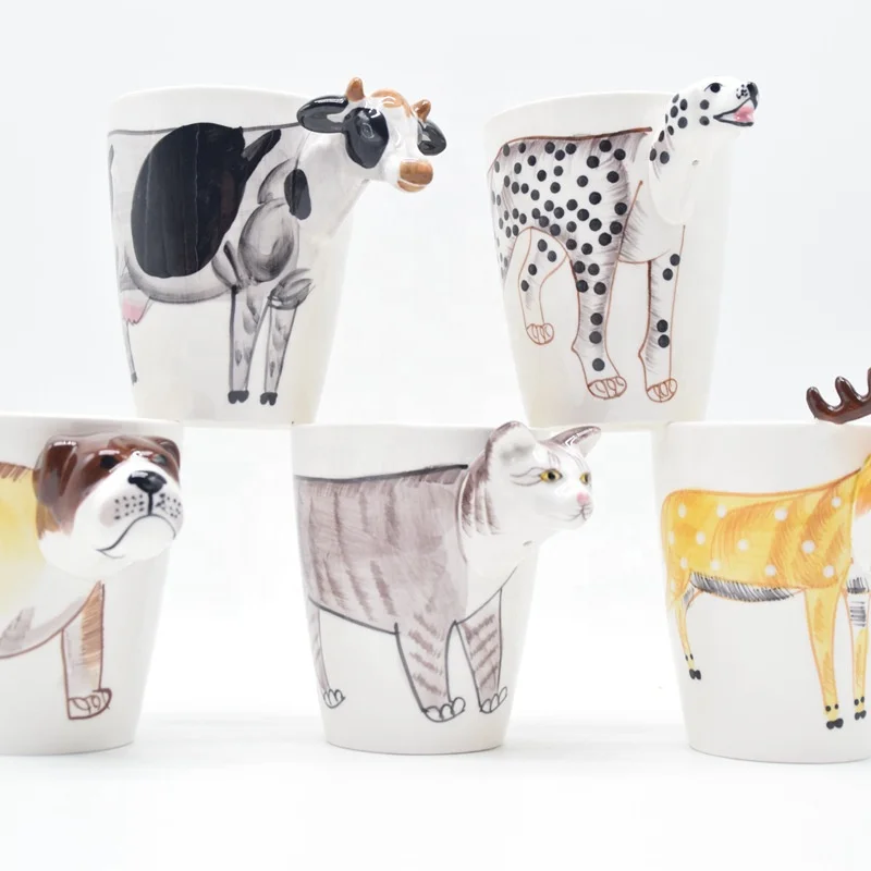 

Amazon Custom promotional gift 400ml cup cute 3D animal ceramic unicorn coffee mug, As picure or customized