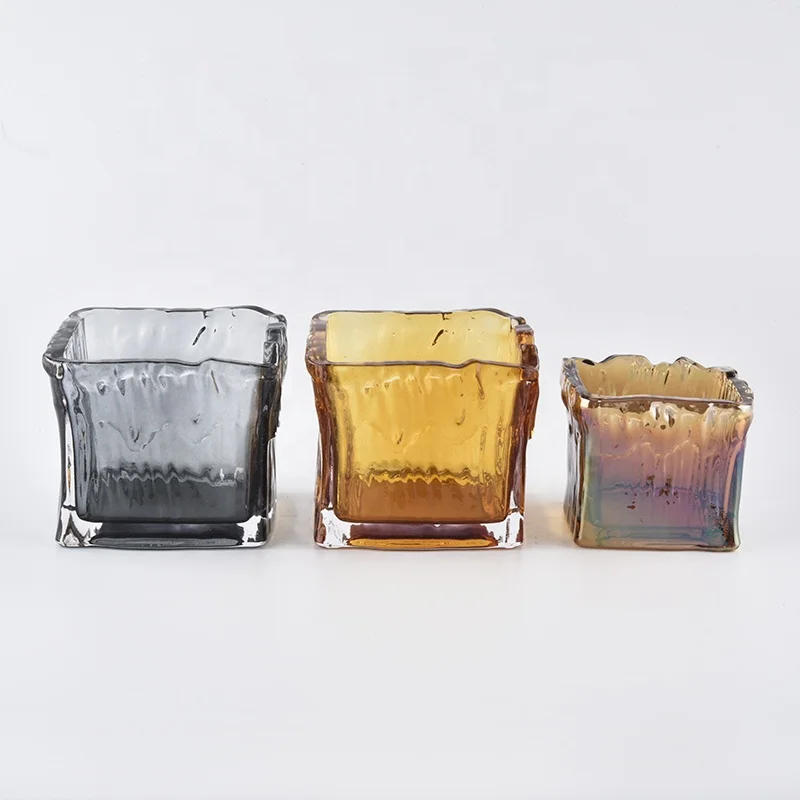 17oz Amber Square Unique Glass Candle Jar