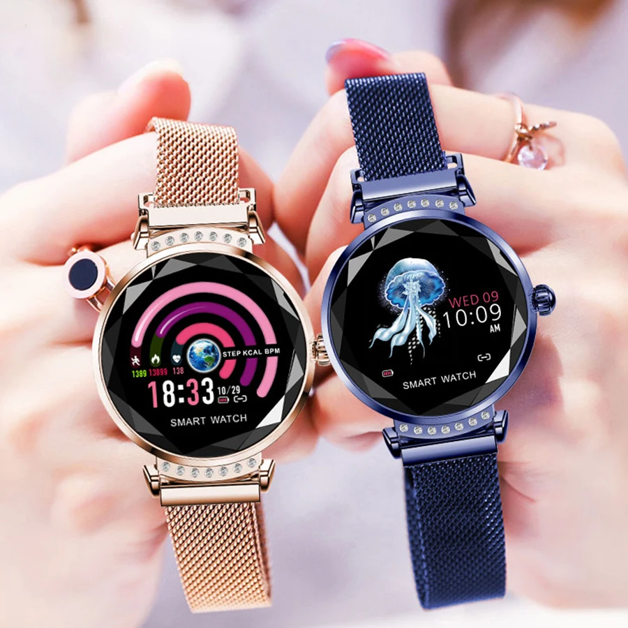 

H1 Women Smart Watch 3D Diamond Glass IP67 Waterproof Heart Rate Monitor Fitness Tracker Female Function Smartwatch