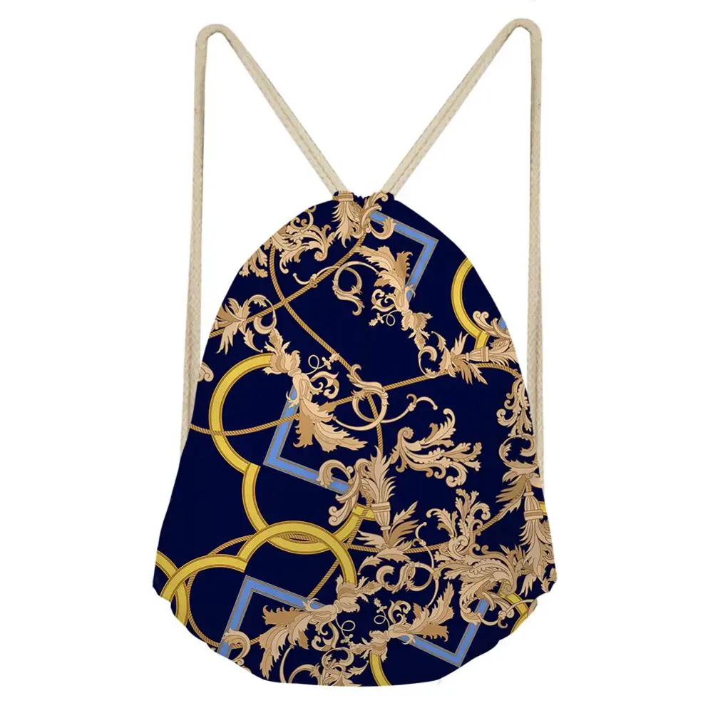 

Custom Print Eco Friendly Polyester Drawstring Bag with European Pattern Print