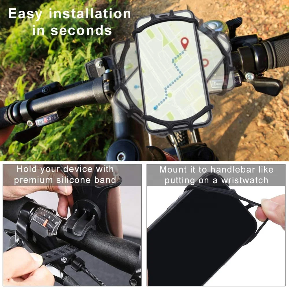 
Universal 360 Degree Rotation Adjustable Silicon Bicycle Bike Handlebar Phone Holder 