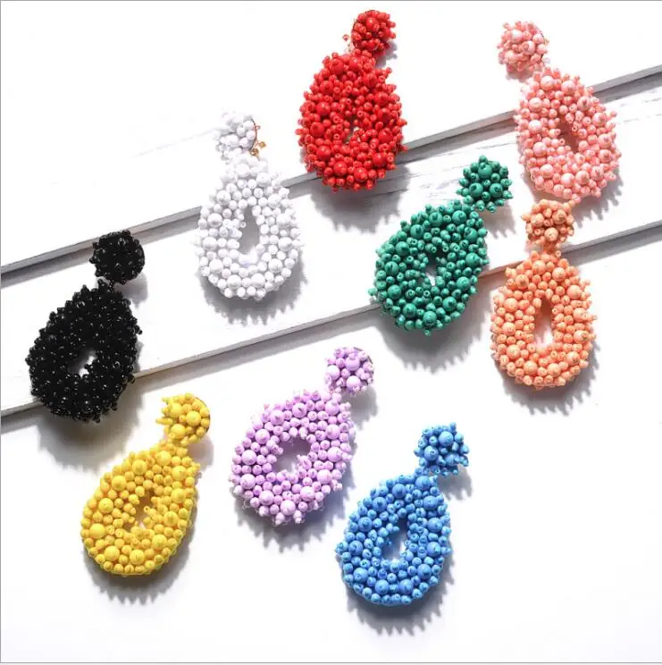 

EG1014 High Quality Hand Sewing Seed Beaded Statement Earrings Bohemian Teardrop Earrings Handmade Stud Drop Dangle Earrings