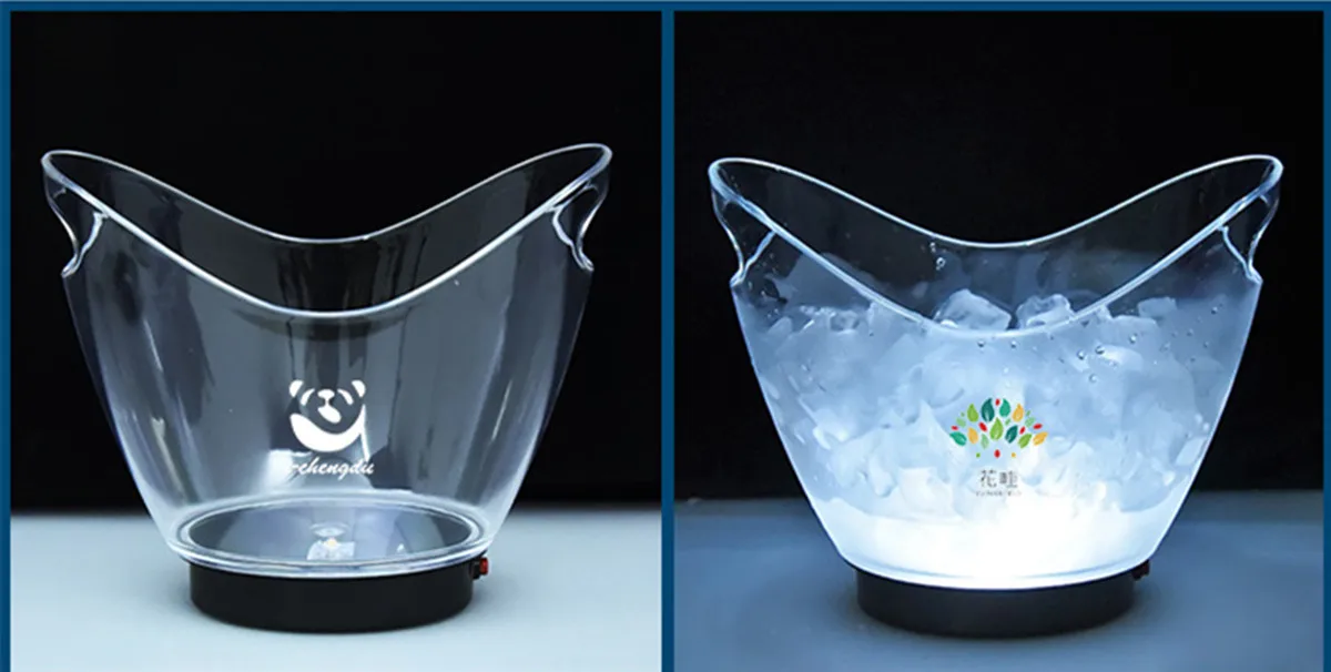 Popular 2l Led Ice Bucket For Parties Home Acrylic Clear Ice Container