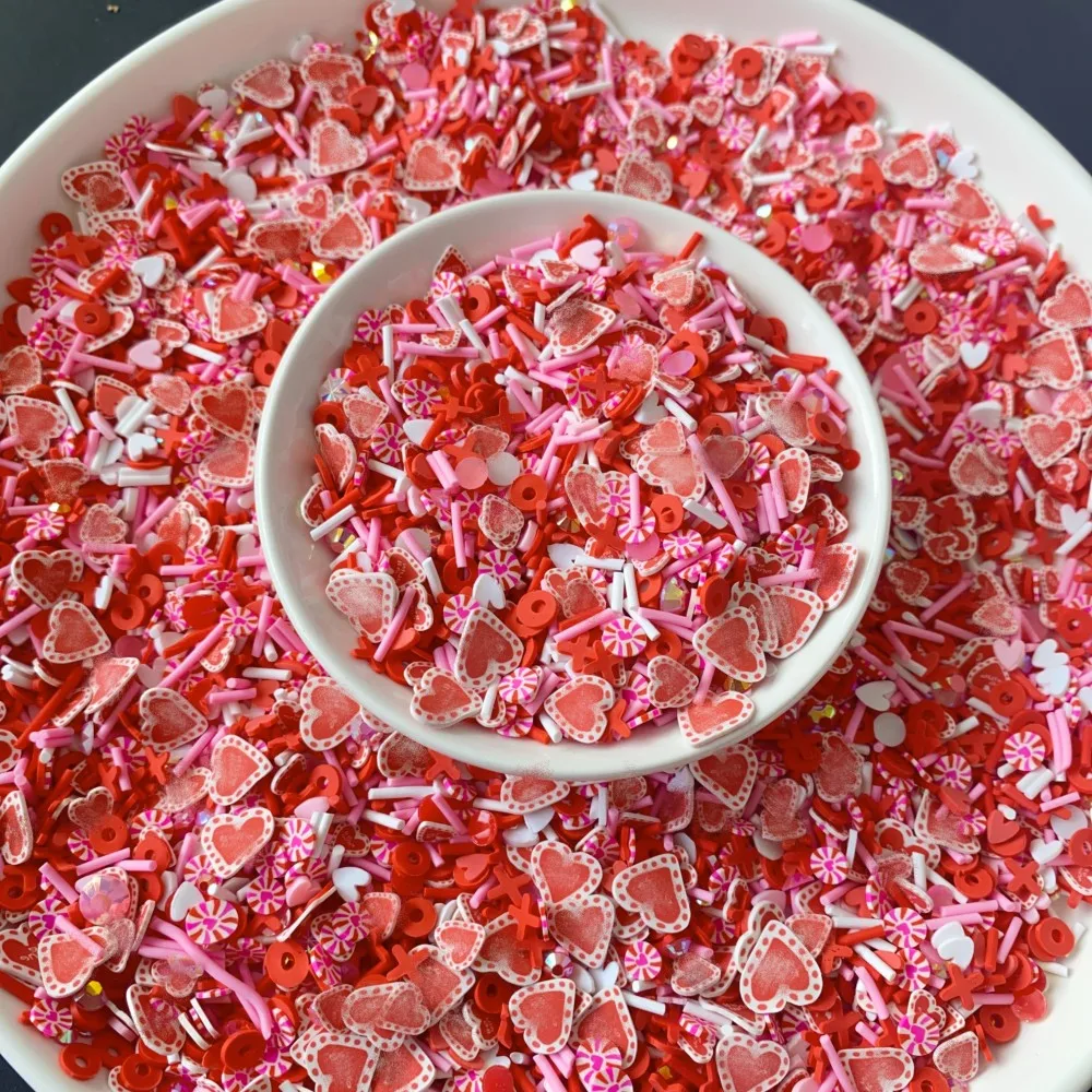 Love Heart Slice Polymer Hot Soft Clay Sprinkles Colorful for Valentines Day DIY Crafts  Slime Accessories