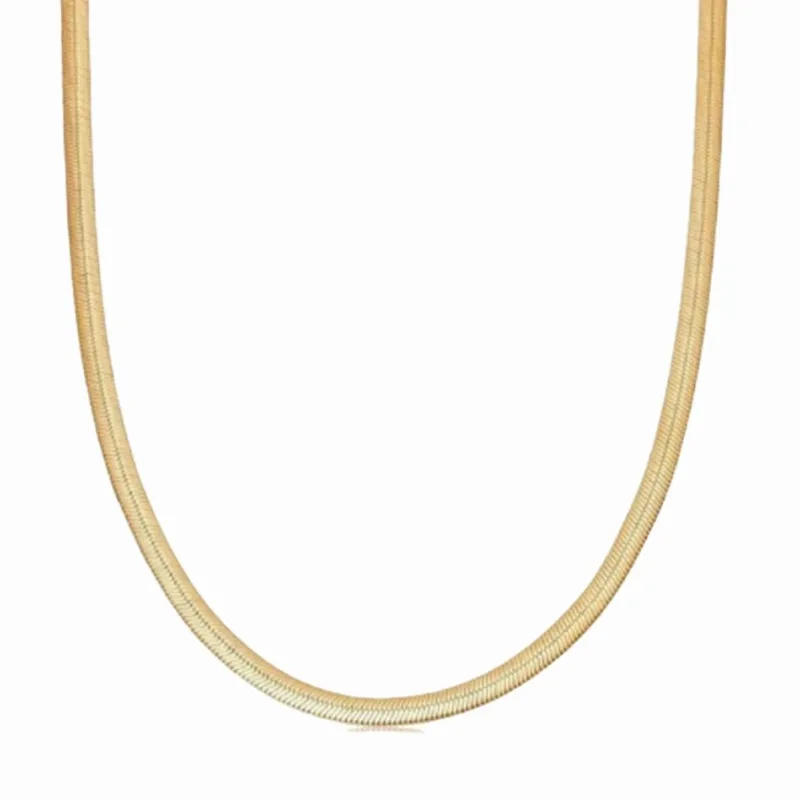 

Hot Sale Stainless Steel Flat Snake Chain Woman Jewelry 18K Plated Snake Chain Choker Necklace