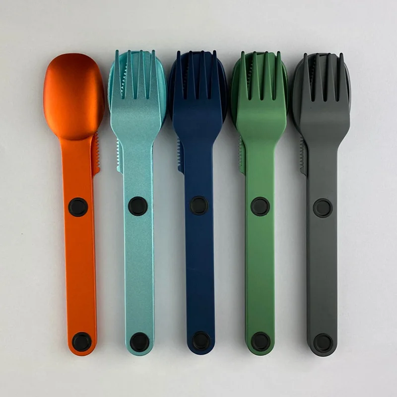 

Aluminium Portable Magnetic Blue Orange Red Black Green Tableware Knife Fork Spoon Fork Set Aluminium Flatware, Orange ,black ,green ,sky blue ,navy blue