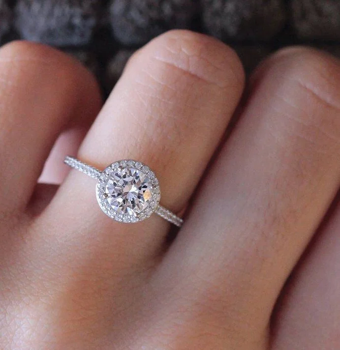 

Wholesale Factory Price New Fashion Round Cut 1.25 Carat CZ Simulated Diamond Engagement Ring, Picture