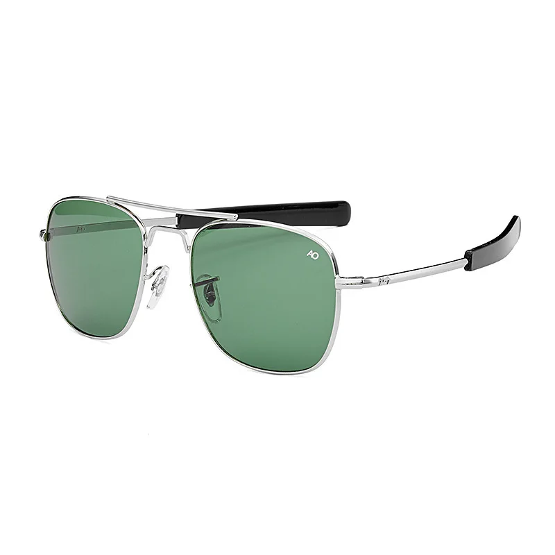 

Fashion Large Square Frame Military American Glasses Optical Glass Lens Pilot Sunglasses for Men, 7 colors