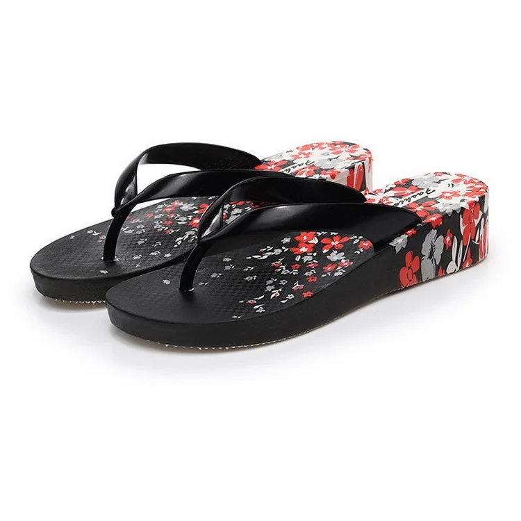 

Wholesale Women Printed Ladies' Fashion Wedges Flip Flops, As request